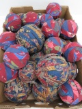 26 patterned rag balls, 3 1/2
