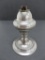 R Gleason Pewter Double burner whale oil lamp, 5 1/2