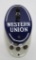Western Union porcelain enamel time call box, 6