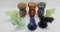 Eight Mosser and Rosso style glass elephants, three are egg cups, 3