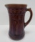 Stoneware pitcher, Iris pattern, brown glaze, 9