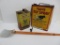 Farm product tins, Chickens and Cows, vintage fly swatter