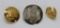 Three military hat emblems, 1 1/2