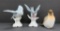 3 Porcelain bird figurines, song birds, 4 1/2