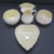 Five pieces of Belleek, black and green marks
