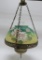 Hanging lamp, electric, working, hand painted shade