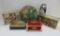 Six vintage candy tins and boxes