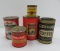 Five miniature coffee containers, one with puzzle