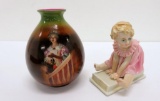 German little girl figurine and vase with woman in night clothes
