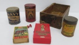 Snuff containers, Salome cigarette and partial Mi Lola cigar box
