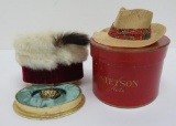 Two miniature hat boxes, Stetson and Prince Machiavelli