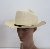 Stevens straw cowboy hat, 7 1/4, with storage box