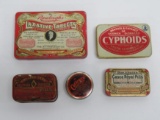 Five vintage medicine tins