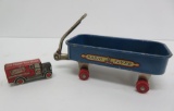 1933 Century of Progress metal miniature coaster wagon and hard to find Cracker Jack truck