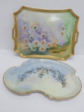 Two large hand painted dresser trays, 12