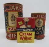 Vintage Quaker Oats and Cream of Wheat containers