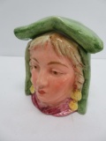 Woman head with head covering,tobacco humidor, 4 3/4