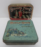 Two tobacco pocket tins, Myrtle Grove and Bishops Move, 3