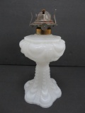 Coolidge Drape milk glass oil lamp, no chimney, 10 1/2