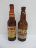 Vintage beer bottles, paper labels, Export Gutsch Sheboygan and Louis Schoen Wasau
