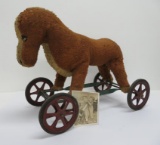 Wheeled horse toy, metal wheels, 18