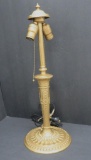 Ornate metal table lamp base, two light working, 21
