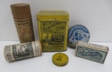 Six vintage medical tins and containers