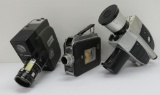Vintage movie cameras, Bauer C2A, Seikonic 8 Zoom and Cine Kodak magazine 8 all with cases