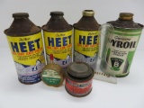 Vintage Automotive tins, Heet, Pyroil, Cities oil, and valve compound