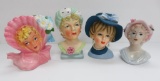 Four vintage head vases, 6