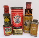 Household product vintage tins and containers, , nine pieces, 2