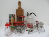 Vintage Kitchen lot many red handle items