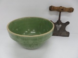Stoneware mixing bowl and unique cast iron chopper with heart design