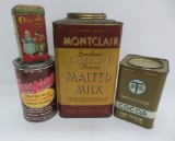 Four vintage malted milk and cocoa tins, 4