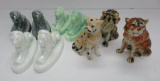Porcelain and glass lion, tiger and leopard figurines, 4
