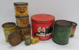 10 vintage tins and containers, paint and household product