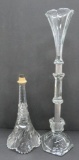 Crystal epergne stand and cut vase