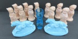 Western glass figurine lot, Braves, Buckaroo and rocking horse