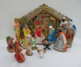 15 piece plaster nativity pieces with cut out nativity, 4