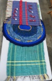 Two woven rugs and woven wall hanging