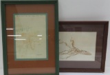 Two pieces of framed art, artist signed, c 1960's
