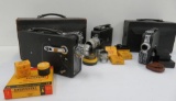 Three Kodak movie cameras and filters