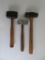 Three specialty hammers, rubber, aluminum and steel heads, 12