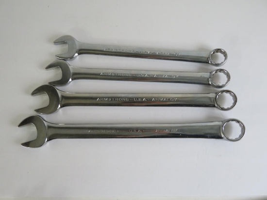 Four Armstrong Armaloy offset combination wrenches, 11" to 14"