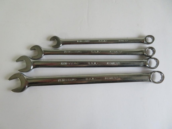 Four Armstrong Armaloy combination wrenches, 6" to 8"