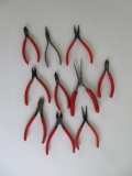 10 small pliers, 6 pieces marked Snap-On, 4