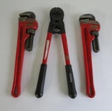 Ridgid bolt cutter and two Rigid Tool Company Pipe Wrenches
