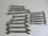 15 Craftsmen wrenches, box end, combination and open wrenches, Standard