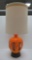 Mid Century Modern table lamp with shade, orange mottled, 37