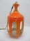 Mid Century Modern hanging lamp, orange mottled, 20